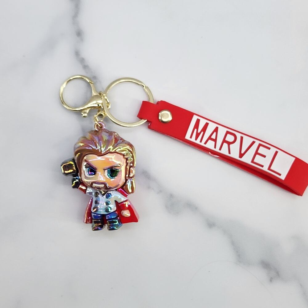 *NEW* Thor Marvel Figure Keychain & Strap - Metallic Shiny Avengers Superhero